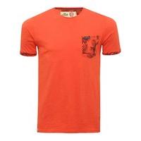 Men\'s Tokyo Laundry palm pocket print cotton crew neck t-shirt - Paprika Tangerine