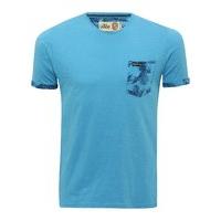 mens tokyo laundry palm pocket print cotton crew neck t shirt blue