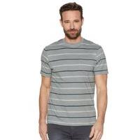 Mens grey crew neck short sleeve cotton stripe pattern chest pocket t-shirt - Sage