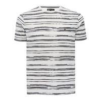 Men\'s painted stripe print crew neck short sleeved cotton t-shirt - White
