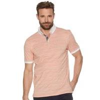 mens pink stripe short sleeve contrast collar polo shirt pink