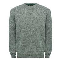 Mens Cotton twist crew neck jumper marl effect colouring comfortable 100% cotton knit sweater G - Green