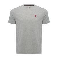 Men\'s US Polo Association grey embroidered chest emblem cotton rich short sleeve crew neck t-shirt - Grey Marl