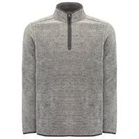 Mens Zip Neck Long Sleeve Chunky Fleece Warm Comfort Sweater Top - Light Grey