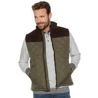 Mens sleeveless stud fastening Quilted Cord Shoulder Body Warmer gilet G - Green