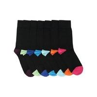 Mens Coloured Heel And Toe Essentials Socks Seven Pack - Black