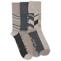 Mens Gentle Grip Soft Touch Cotton Chevron Pattern Everyday Ankle Socks - 3 pack - Natural