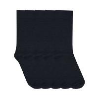 Mens Farah Plain Everyday Soft Cotton Blend Ankle Socks - 5 Pack - Navy