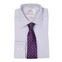Men\'s White & Lilac Stripe Extra Slim Fit Business Shirt - Single Cuff