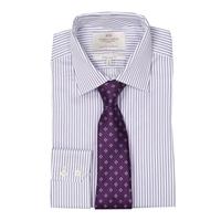 mens white lilac stripe extra slim fit business shirt single cuff