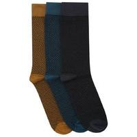 Mens Textured knit cotton rich socks pack of three pairs - Multicolour