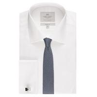 mens formal white pique classic fit shirt double cuff easy iron