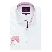 mens curtis white pique slim fit shirt with contrast detail single cuf ...