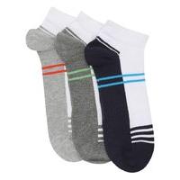 Mens multipack three pack cotton striped trainer liner socks - White