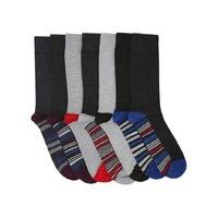 Mens Soft Cotton Blend Mixed Plain Stripe And Colour Block Design everyday Ankle Socks - 7 Pack - Black