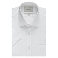 Men\'s Formal White Tonal Check Tailored Fit Short Sleeve Shirt - Easy Iron