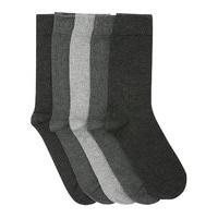 Mens classic plain black cotton rich basic calf socks - multipack 5 pairs - Grey