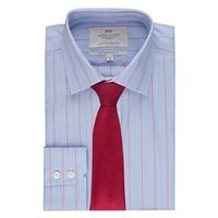 mens blue red multi stripe slim fit shirt single cuff easy iron