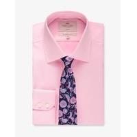 Men\'s Pink & White Dogstooth Check Slim Fit Shirt - Non Iron