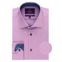 Mens Curtis Lilac Check Slim Fit Shirt  One Button Collar - Single Cuff