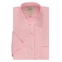 Men\'s Formal Pink End On End Tailored Fit Short Sleeve Shirt - Easy Iron