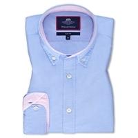 mens blue oxford slim fit shirt single cuff