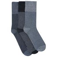 Mens Gentle Grip Soft Touch Cotton Stripe Pattern Everyday Ankle Socks - 3 pack - Blue