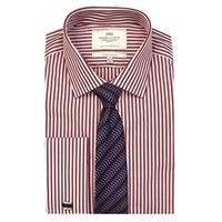 Men\'s Red & White Bengal Stripe Extra Slim Fit Shirt - Double Cuff
