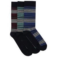 mens three pack cotton rich striped ankle socks multicolour