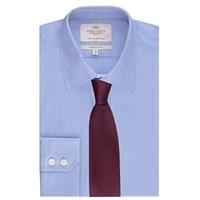 Men\'s Formal Blue Herringbone Extra Slim Fit Shirt - Single Cuff - Easy Iron