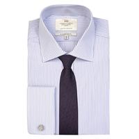Men\'s White & Lilac Multi Stripe Slim Fit Shirt - Double Cuff