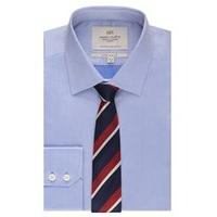 Men\'s Formal Blue Pique Extra Slim Fit Shirt - Single Cuff - Easy Iron