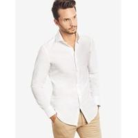 Men\'s Curtis White Poplin Slim Fit Shirt - Windsor Collar - Single Cuff - Easy Iron