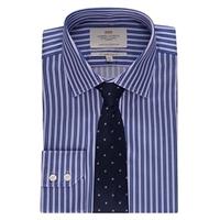 mens lilac royal blue multi stripe slim fit shirt single cuff easy iro ...