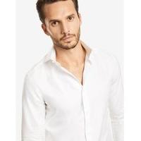 mens curtis white twill slim fit shirt high collar single cuff