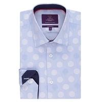 mens curtis blue dobby slim fit shirt single cuff