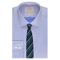 Men\'s Formal Blue Pique Slim Fit Shirt - Single Cuff - Easy Iron