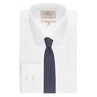 Men\'s Formal White Herringbone Extra Slim Fit Shirt - Single Cuff - Easy Iron