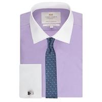 Men\'s Lilac With Contrast Detail Slim Fit Shirt- Double Cuff - Easy Iron