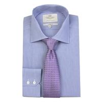 Men\'s Formal Blue & White Fine Stripe Classic Fit Shirt - Single Cuff - Easy Iron