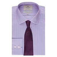 Men\'s Blue & Lilac Multi Stripe Slim Fit Shirt - Single Cuff - Easy Iron