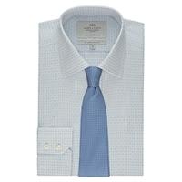 Men\'s White & Blue Slim Fit Cross Shirt - Single Cuff - Easy Iron