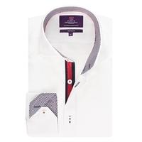 Men\'s Curtis White Slim Fit Shirt With Contrast Detail - High Collar - Single Cuff