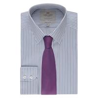 Men\'s White & Blue Multi Stripe Extra Slim Fit Shirt - Single Cuff - Easy Iron