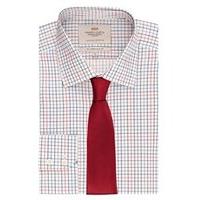 mens formal red navy multi check slim fit shirt single cuff easy iron