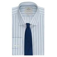 mens formal blue green multi stripe slim fit shirt single cuff easy ir ...