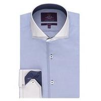 Men\'s Curtis Blue End on End Slim Fit Shirt - High Collar - Single Cuff