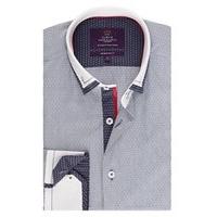 mens curtis navy white dobby slim fit shirt single cuff