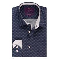 mens curtis navy geometric slim fit shirt single cuff