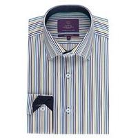 mens curtis white turquoise multi stripe slim fit shirt single cuff